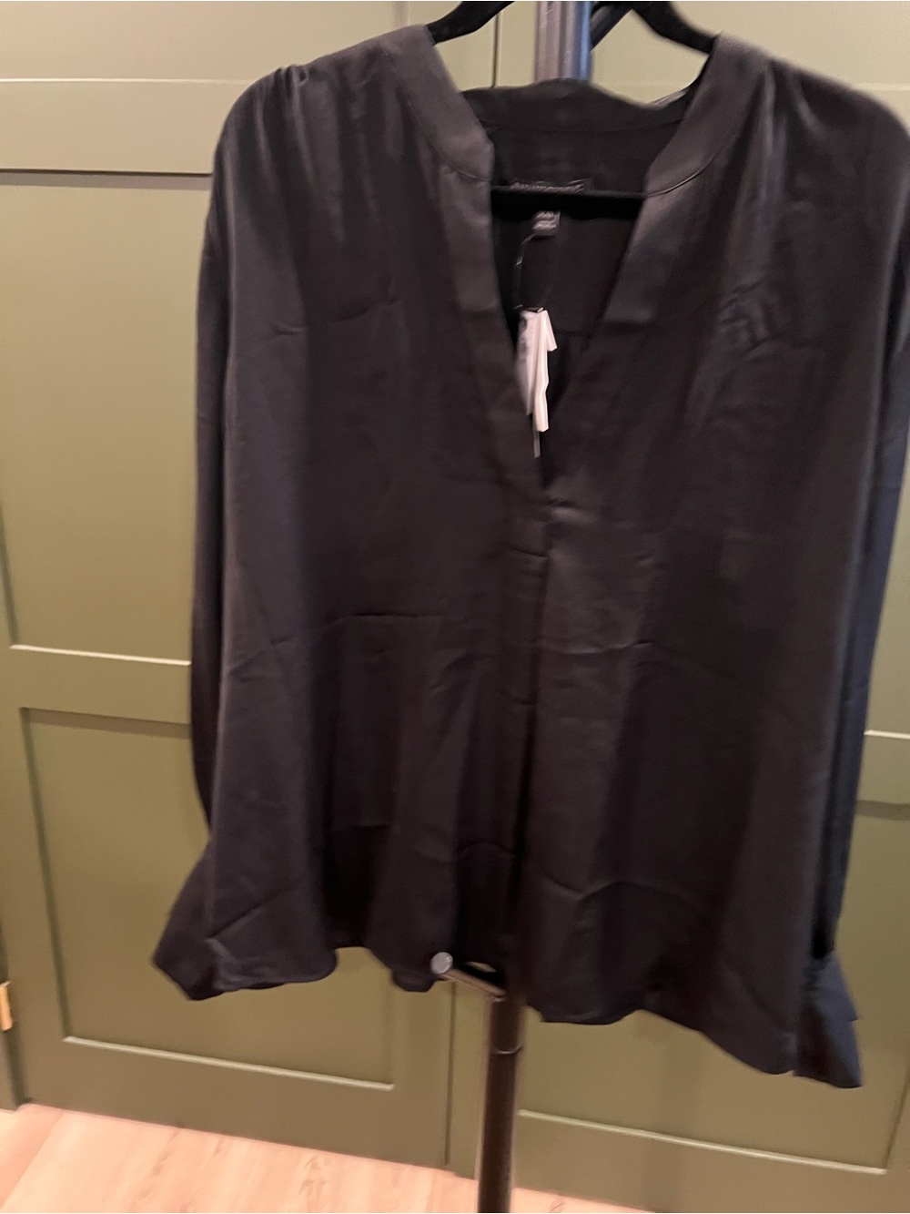 Banana Republic Black Satin V-Neck Top